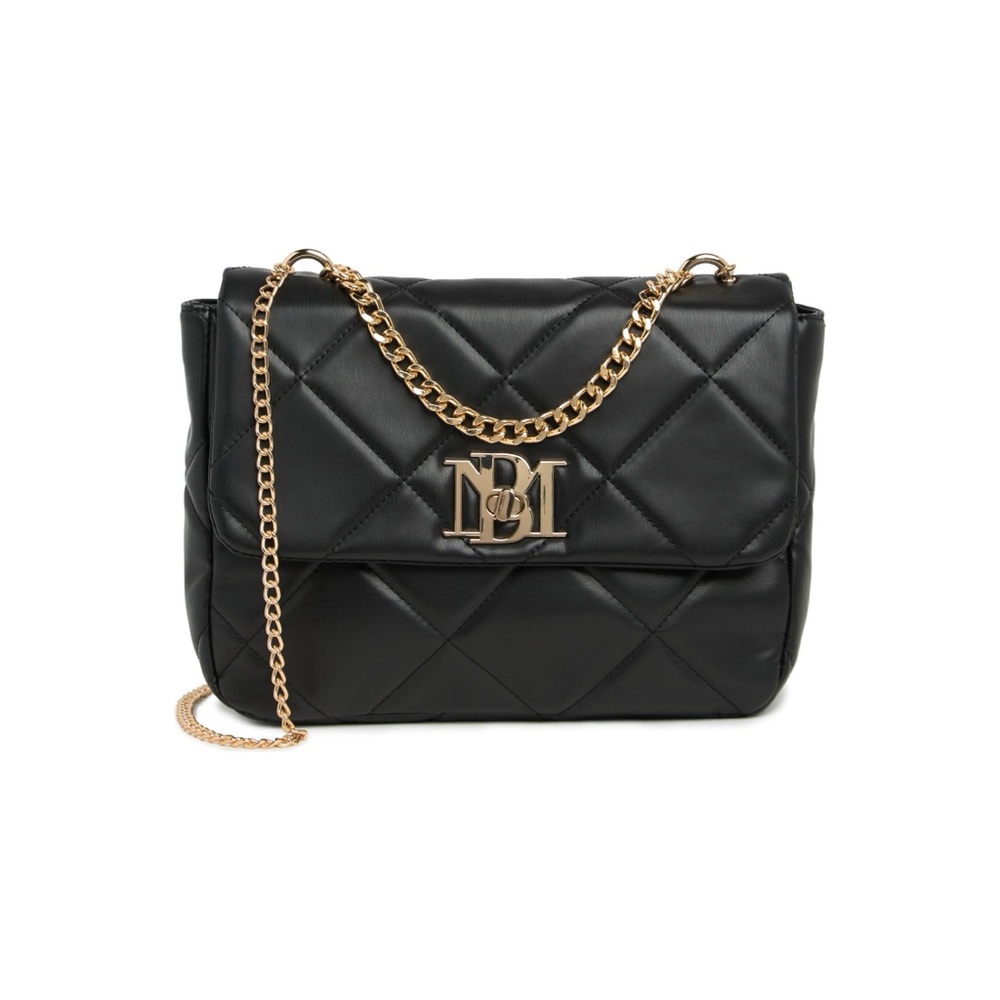 Badgley Mischka Black Gold Chain Quilted Crossbody Bag NWT